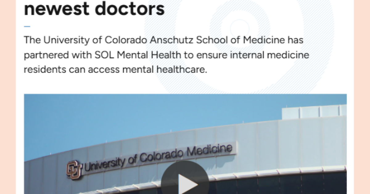 SOL Mental Health's University of Colorado Partnership Featured on ...