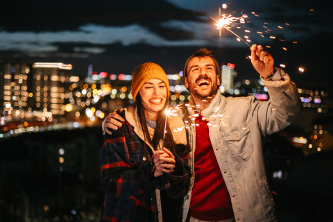 Couple Celebrating New Year's Eve while Navigating PTSD