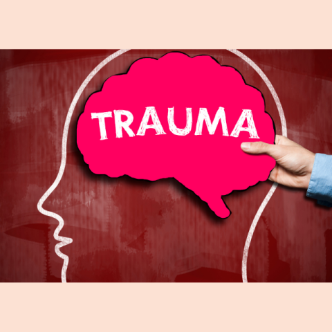 Profile with image of brain and the word Trauma