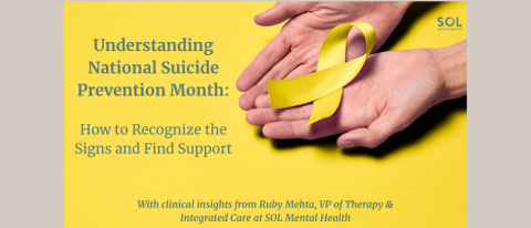 Hands holding yellow ribbon for a blog on national suicide prevention month
